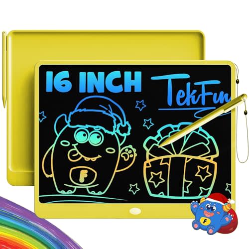 TEKFUN LCD Writing Tablet for Adults, Large Doodle Board, 16 Inch Colorful Drawing Tablet Writing Pad, Toddler Toys for 3 4 5 6 7 8 9 Year Old Girls Boys Teen, Birthday Gifts for Kids (Yellow)