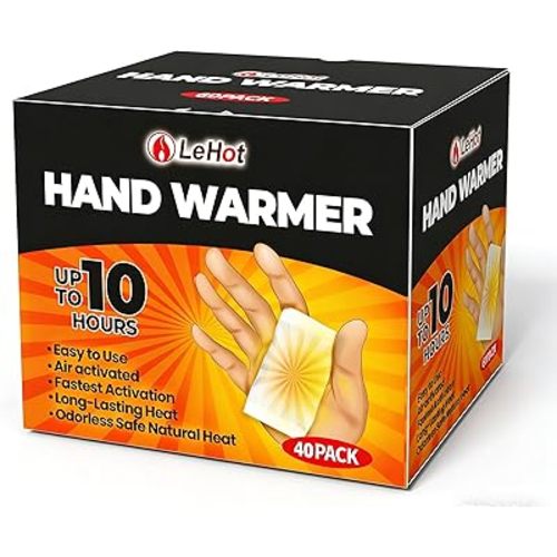 Hand Warmers - 40 Packs Hot Hands Disposable Heat Pad, Hot Hands Hand Warmers, Up to 10 Hours of Safe and Continuous Heat, Perfect for Camping, Outdoor Skiing, Fishing Ideal for Outdoors and Travel.