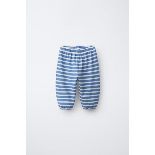 STRIPED JOGGING PANTS - Ecru / Blue | ZARA United States