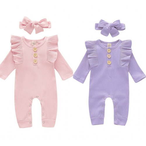 URMAGIC Newborn Baby Girls Ruffled Romper + Headband Outfits Clothes Set