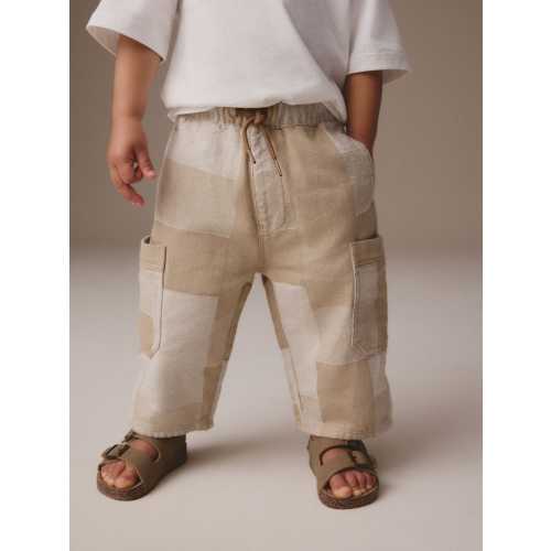 Stone Patchwork Side Pocket Wide Trousers (3mths-7yrs)