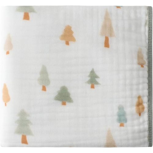2-Layer Muslin Baby Blanket Cotton Muslin Quilt – 47 x 47” Toddler Crib Blanket for Daycare Boy, Girl or Gender Neutral(Pine Trees)
