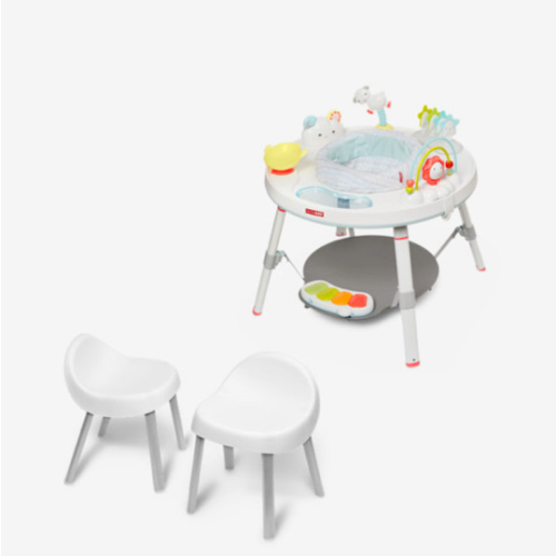Skip Hop 3-Stage Activity Center and Kid Chairs Bundle - Silver Lining Cloud