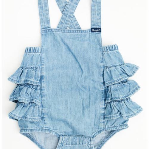 Wrangler Infant Girls' Ruffle Denim Onesie | Boot Barn