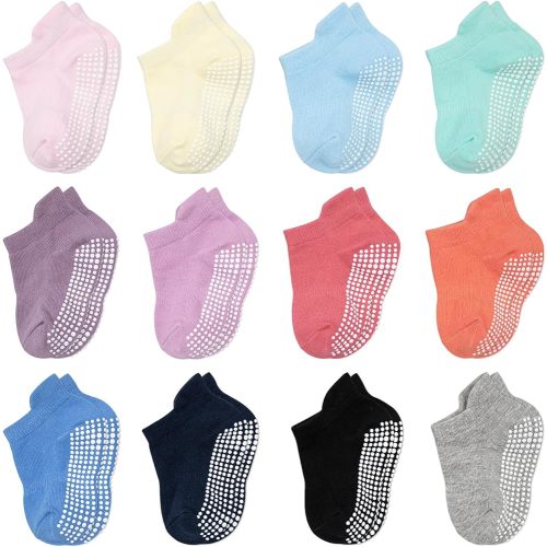 Baby Socks Toddler Socks Non Slip Grip Ankle Socks with Non Skid Soles 12 Pack for 6-12 Months 1-3 Years Baby Socks