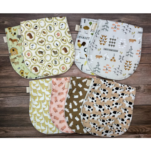 Farm Animal Burp Cloths: Organic Bamboo and Cotton, Gender Neutral, Mix & Match