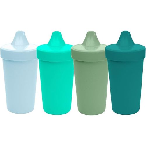 Re-Play Spill-Proof Sippy Cups for Toddlers - Kids Reusable 10 Oz Set of 4, Dishwasher & Microwave Safe, Made in USA, Sea Glass