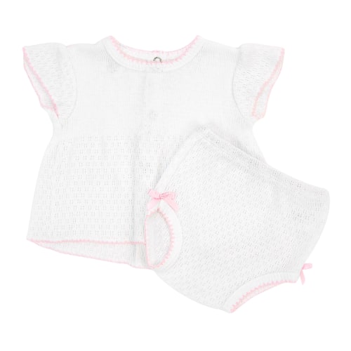Paty Knit Flutter Sleeve Diaper Set with Bows - PatyInc