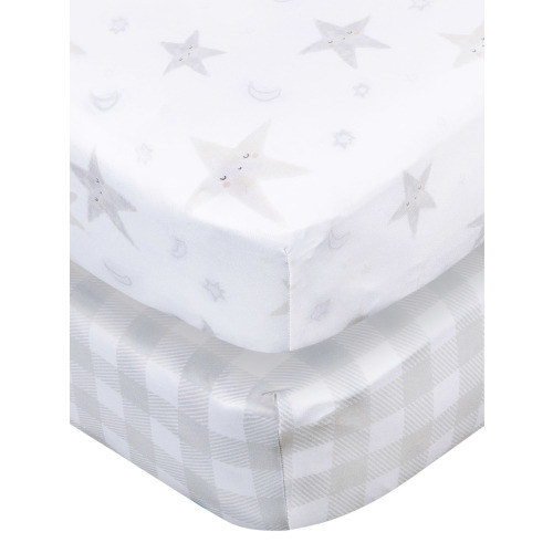 Gerber Baby Boy or Girl Unisex Super Soft Knit Crib Sheet, 2-Pack, Celestial