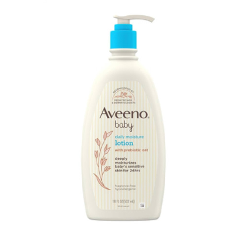 Aveeno Baby Daily Moisture Body Lotion for Sensitive Skin, Hypoallergenic Moisturizing Baby Lotion with Nourishing Oatmeal to Deeply Moisturize Baby's Skin, Fragrance-Free, 18 fl. oz