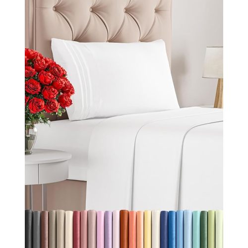 Twin Size 3 Piece Sheet Set - Comfy Breathable & Cooling Bed Sheets Set - Hotel Luxury Bedding for Women, Men, Kids, Teens, Boys & Girls - Deep Pockets, Ultra-Soft and Wrinkle Free - Oeko-Tex - White