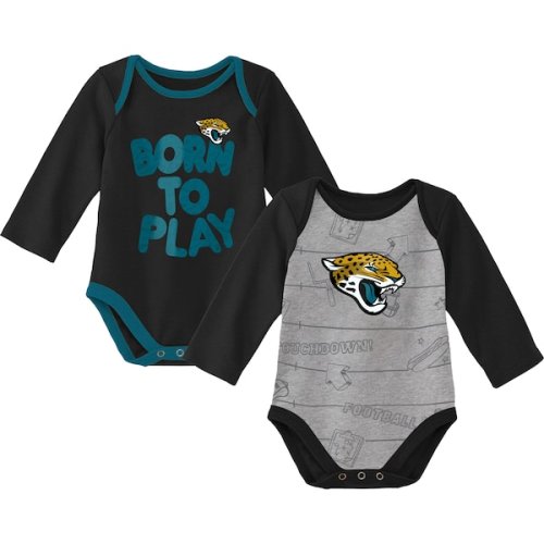 Newborn & Infant Jacksonville Jaguars Black/Heathered Gray Born To Win Two-Pack Long Sleeve Bodysuit Set