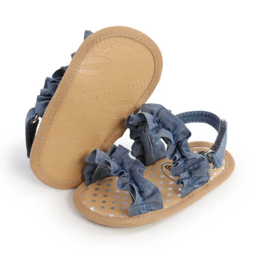 URMAGIC Baby Girls Anti-Slip First Walker Shoes Flat Sandals, Blue, 0-18M
