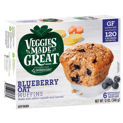 Veggies Made Great Blueberry Oat Muffin, 12oz, 6ct Frozen Gluten Free Nut Free
