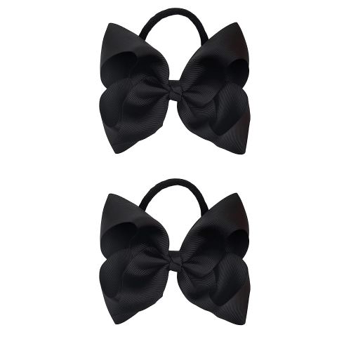 2Pcs 6 Inches Ribbon Baby Girls Headbands Infant Elastic Hairbands Large Cheer Bow Hair Band Accessories for Child Toddlers Girls (Black)