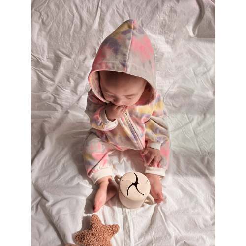 [At Noon Original] Baby Oversized Zip-Up Hoodie Jumpsuit (3m-4y)- Tie Dyed Multi