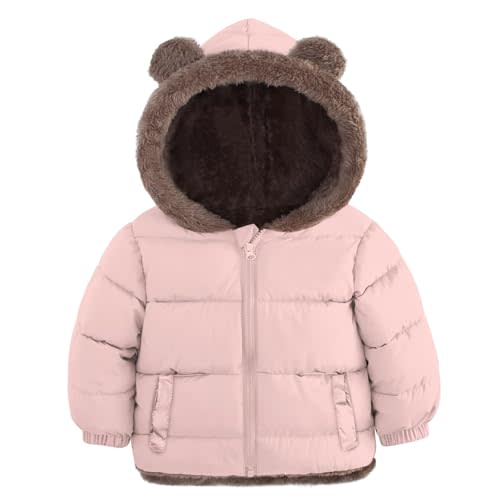 Enlifety 6M-5T Baby Toddler Winter Fleece Coat Boys Girls Cute Bear Ear Hooded Jackets with Pockets