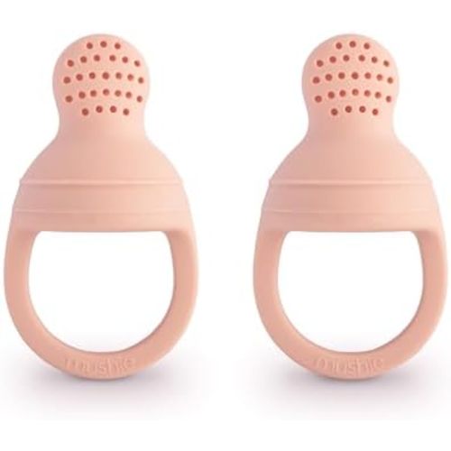 mushie Silicone Baby Fresh Fruit & Food Feeder Pacifier | 6 Months+ (Blush)