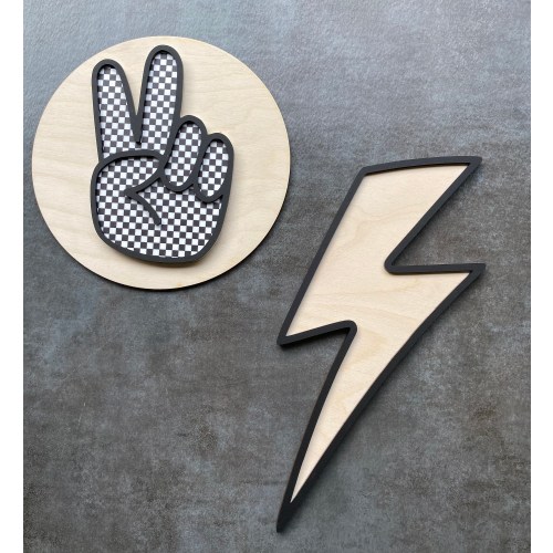 Checkered Peace Sign & Lightning Bolt - Modern Nursery Decor