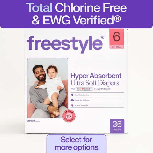 Freestyle Hyper Absorbent Ultra Soft Baby Diapers, Size 6, 36 Count (Select for More)