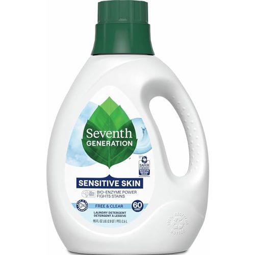 Seventh Generation Liquid Laundry Detergent, Free & Clear, 60 Loads, USDA Certified 97% Biobased, 90 Fl Oz