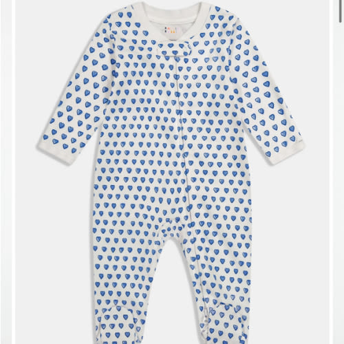 Infant Hearts Zipper Footie