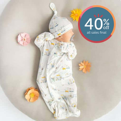 Newborn “Welcome Wagon” cozy sleeper gown and hat - Size NB-3Mo