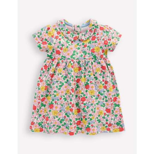 Jersey Peter Pan Collar Dress-Vanilla White Apple Blossom