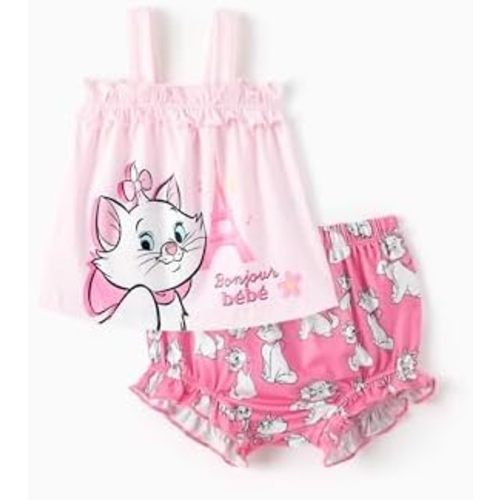 Disney Princess Baby Girl Clothes: Floral Sleeveless Ruffle Tunic Top & Bloomer Diaper Cover Set Newborn Summer Outfits