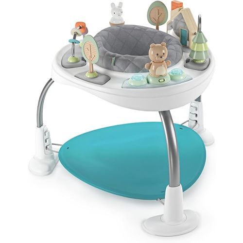 Ingenuity Spring & Sprout 2-in-1 Baby Activity Center Jumper and Table with Infant Toys - Ages 6 Months +, First Forest