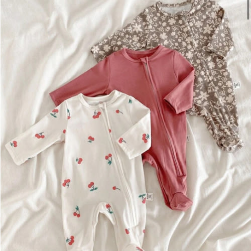 3pcs Newborn Baby Boys/Girls Soft & Comfortable Thin Floral Print Zipper Jumpsuit Set, Long Sleeve Romper & Pants, Casual Outfit For Autumn/Winter | SHEIN USA