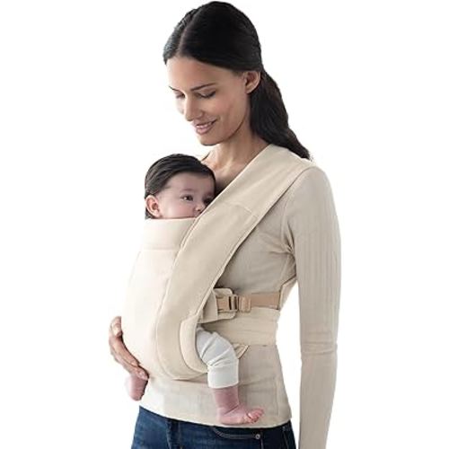 Ergobaby Embrace Baby Carrier Newborn to Toddler - Lightweight Ergonomic Baby Carriers - Cozy Essentials (7-25 Pounds), Ponte Knit, Cream