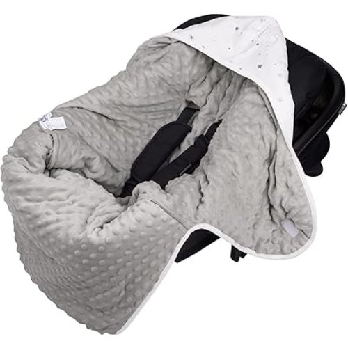 Bebamour Winter Car Seat Cover and Baby Swaddle Blanket - Newborn Wrap for Girls Boys, Warm Winter