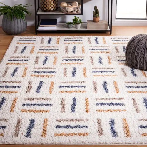 SAFAVIEH Calico Shag Tytti Geometric 1.5 inch Thick Rug 8x10