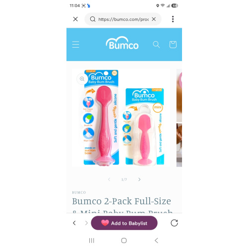 Bumco 2-Pack Full-Size & Mini Baby Bum Brush Bundle (Pink/Pink)