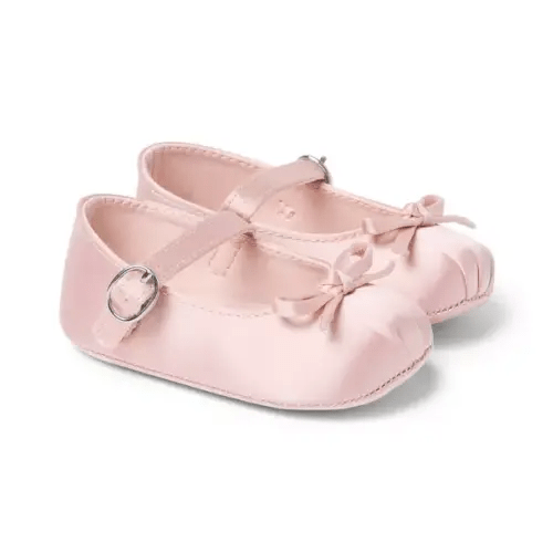 Baby Pink Pearl Baby Satin Bow Ballet Flat by Janie and Jack