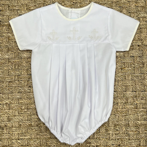 Auraluz White Bubble with Ecru Cross Embroidery
