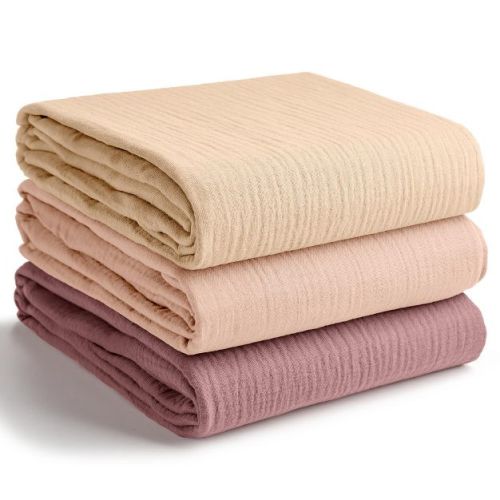 Comfy Cubs Muslin Swaddle Blankets Pack of 3 - 42" x 42" 100% Cotton Baby Blanket Set, Large Wraps for Newborns - Cream, Blush, Mauve