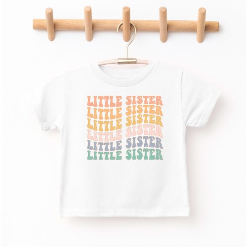 Little Sister Shirt, Retro Little Sister Toddler Shirt Sister Announcement, Sister Shirt, Sister To Be, Rainbow Sibling Kids Tee Shirt Gift