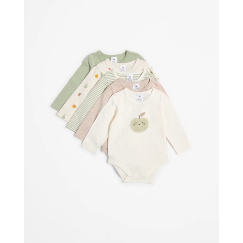 Baby Organic Cotton Bodysuits 5 Pack - Fruit Cloud | Target Australia