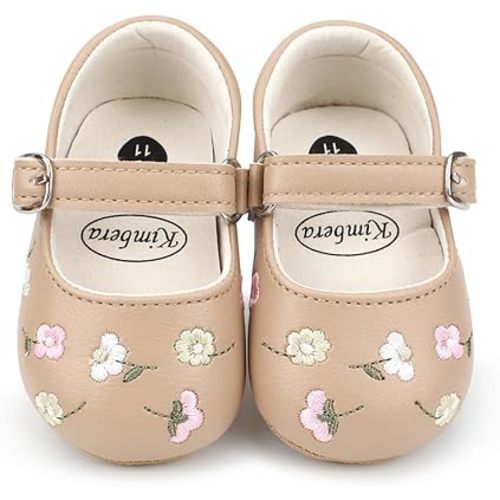 Baby Mary Jane Flats for Girls with Bowknot Cotton Anti Skid Sole Infant First Walker Princess Dress Crib Wedding Shoes