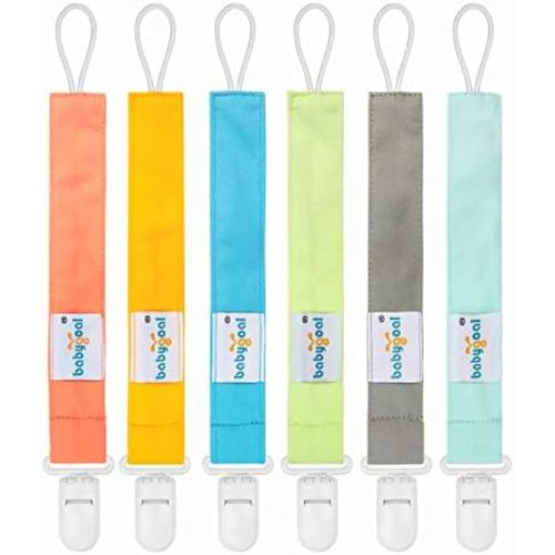 Babygoal Neutral Pacifier Clips 6 Pack for Most Baby Pacifiers & Binkies