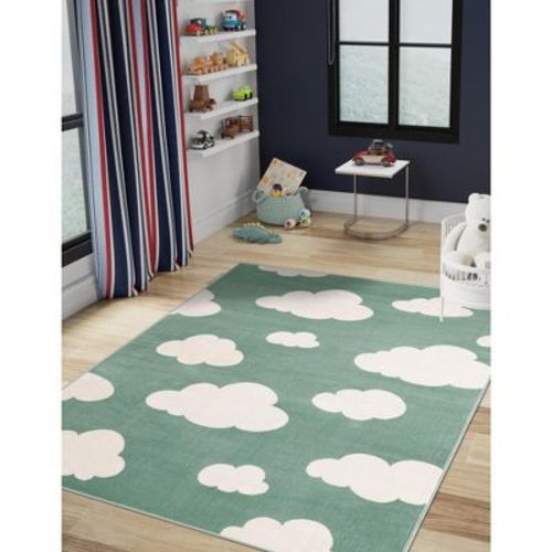 Unique Loom Whimsy Kids Clouds Washable Indoor Woven Area Rug