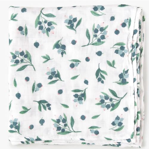 Organic cotton muslin swaddle blanket - Blueberry