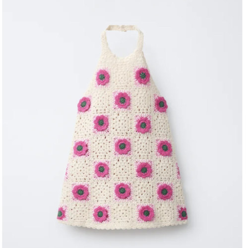 CROCHET KNIT FLORAL DRESS - Fuchsia | ZARA United States