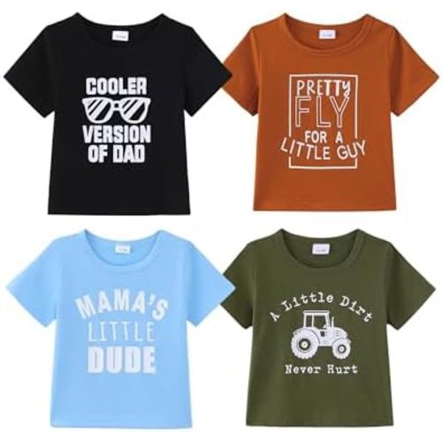 Baby Boy Clothes Toddler Boy T Shirts 6 12 18 24 Months 2T 3T 4-Pack Summer Baby Clothes for Boys Baby Tee