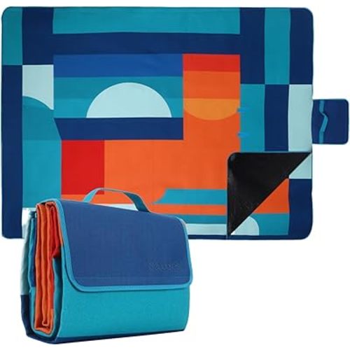 scuddles Compact Picnic Blanket – Extra Large 79" x 59" Outdoor Mat with 3-Layer Waterproof Design, Soft Fleece, Carry Strap & Reinforced Edges for Camping, Beach, Parks & Hiking