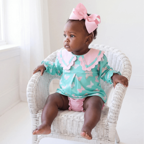 Blythe Butterflies Collared Diaper Set – Little Bear Smocks