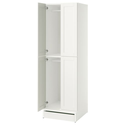 SMÅSTAD / UPPFÖRA Wardrobe - white with frame/with 2 clothes rails 23 5/8x25 5/8x77 1/8 "