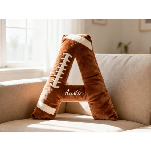 Personalized Football Pillow with name,Custom Football Letter Pillow,Rugby Alphabet Pillow,Party Decor,Football Fans Gift for Him Her